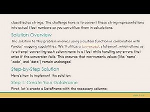 How to Change Column Names from String to Float in Pandas DataFrame