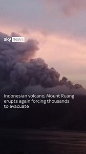 A volcano on an Indonesian island has erupted again, after numerous eruptions earlier this week. Over 11,000 people have been forced to evacuate from the surrounding area #Indonesia #Volcano #Erupt #Island | Sky News
