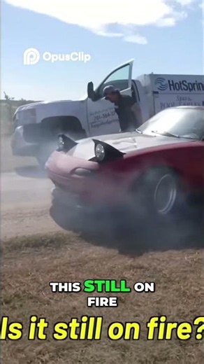 Car on Fire During Burnout - Watch Them Extinguish It!