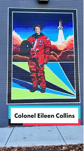 Colonel Eileen Collins was the first woman to pilot a Space Shuttle and the first to command a Space Shuttle mission. Not to mention an Elmira, New York native! 👩‍🚀 #MyFLX #Elmira #elmirany #streetart #womenshistorymonth #eileencollins #womenempowerment #mural #historytime #womenshistorymonth2023 #womenhistory #studentart #locallegend #historybuff #femaleastronaut #historyfacts #femaleempowerment #chemungcounty #chemunghistory #historyfacts #herstory #marktwaincountry #fyp #astronaut | Finger 