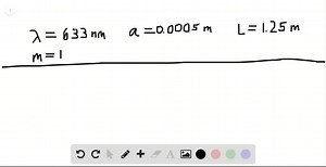 A student and his lab partner create a single slit by carefully aligning two razor blades to a separation of 0.500 mm . When a helium-neon laser at 633 nm illuminates the slit, a diffraction pattern is observed on a screen 1.25 m beyond the slit. Calculate (a) the angle θ dark  to the first minimum in the diffraction pattern and (b) the width of the central maximum. | Numerade