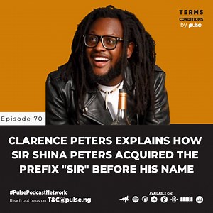 1.3K views · 36 reactions | Clarence Peters explains how Sir Shina Peters acquired the prefix "Sir" before his name On this episode, Motolani Excel Joab and Melody Hassan are joined by the iconic Clarence A. Peters. The discussion touched on his relationship with his father, the legendary Sir Shina Peters, the highs and lows of his career, the music business and much more. . . Click on bio to listen now . . #PulsePodcastNetwork #TermsAndConditionsByPulse | Pulse Nigeria | Facebook
