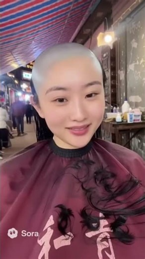 beautiful chinese woman headshave in her village | bald #baldisbeautiful #headshave #china