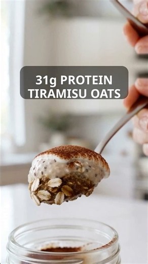 Tiramisu Overnight Oats: 31g Protein Breakfast That Tastes Like Dessert #overnightoats #tiramisu