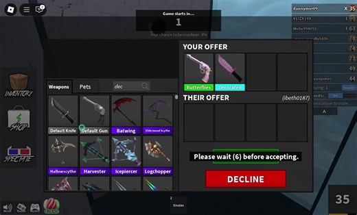 W/F/L enserio me la dio #mm2 #robloxgames #mm2trading #wfl #mm2roblox #murdermystery2