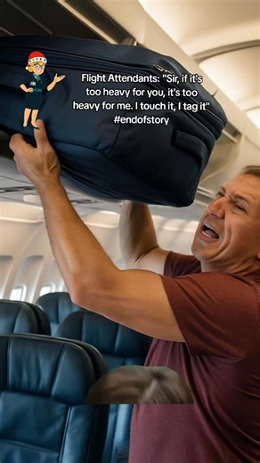 Connie on Instagram: "PRO TIP: travellers: If it takes three family members and a prayer to lift your bag at home… it won’t fit in the overhead bin. If you can’t lift it, we can’t lift it. Remember: we touch it, we tag it! #flightattendant #cabincrew #flightattendantlife #cabincrewlife #memes"