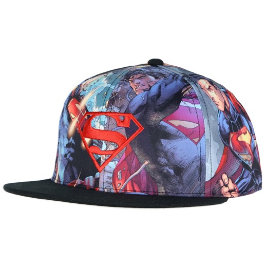 DC Comics Superman Adult Hat Fighting Scenes Sublimated Adjustable Snapback Hat for Men and Women