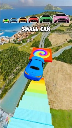 🌟Tiny Car Rainbow Portal… and Turns ULTRA HUGE! 🌟 #shorts #beamngdrive