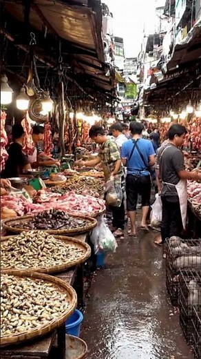 "Asian Wet Market Realistic Scene | Traditional Meat & Wildlife Market in Evening"#asiamarket