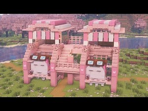 [Minecraft] How to Build a Cherry Blossom Happy Ghast Docking Station / Tutorial