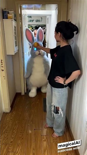 #pets #funny #aivideo Summon a giant white Bunny#pet#petshorts #petlovers #petvideos #ai #aipets