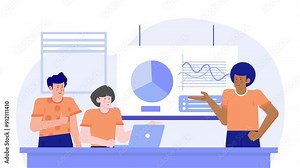 Coaching concept with group seminars and training illustration business animated video