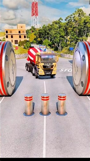 Long Colourful Capsule Buses vs Hydraulic Crush - BeamNG.drive #shorts #beamngdrive #drift #beamng