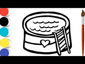 How to Draw Portable Swimming Pool | Easy Drawing, Painting & Coloring for Kids and Toddlers”