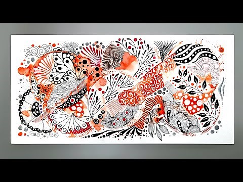 Black & Red Zentangle Art | Creative Bold & Creative Pattern Design