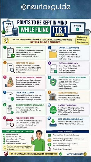 12 Important Things to Check Before Filing ITR-1 (Sahaj) #itr1 #newtaxguide #efiling