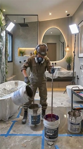 Luxury Bathroom Transformation | Metallic Epoxy Floor Spa Makeover ✨