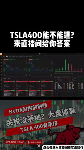 美股盘前 |特斯拉400附近承接强：再拿一天还是反弹就走？#美股 #纳斯达克 #标普500 #英伟达 #NVDA #特斯拉 #TSLA #美光 #MU #短线交易