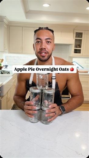 Apple pie overnight oats meal prep (50g of protein)🍎 Preperation time: Less than 5 minutes Time isn’t your problem, your lack of preperation is. Protein, fiber, and deliciousness 😋 This meal will help keep your energy high throughout the day, hunger levels low, and have you on your way to hit your protein 500 calories, 48g protein, 58g carbs, 9g fat These ingredients are for one meal! Ingredients: -60g Oats -1 scoop Whey protein (code TRIZZLEMAN @legion to save) -120g oikos greek yogurt (or an
