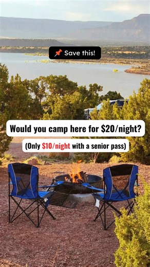 Million-dollar views for as little as $10/night! 📌 SAVE THIS ONE Riana Campground overlooks Abiquiu Lake, near Yougsville, New Mexico, with wide-open sites that catch the sun on chilly mornings. Thirteen campsites include both water and electric hookups, plus hot showers, flush toilets, and a dump station. The Senior Pass cuts the nightly fee in half, leaving hookup sites and mountain views only $10 a night. There are primitive sites available as well, for a regular rate of $15/night or around 