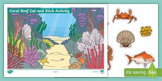 KS1 Coral Reef Cut and Stick Activity
