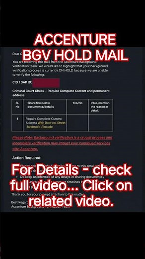 Accenture BGV Hold Mail Explained 🚨 What To Do Now?