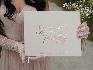Elegant Minimal Wedding Guest Book, Minimalist Custom Wedding Hardcover Photo Album, Rose Gold, Gold, Silver Foil, Beige Album - Jane - Etsy