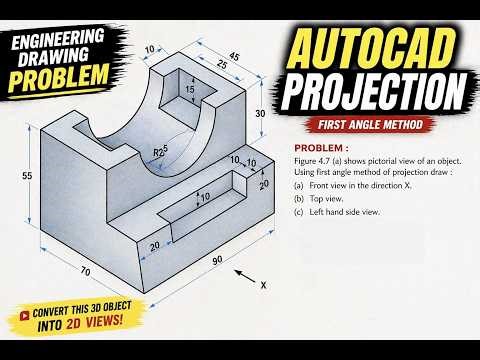 AutoCAD Projection Tutorial | Front View, Top View & Side View Explained.