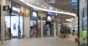 Shopping mall, luxury retail department store interior architecture, abstract blur background