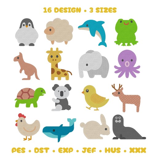 Animals Embroidery Designs, 16 Mini Animal Patterns, Mini Animal Designs for Kids, Nursery & Baby Clothes Embroidery Files, Digital Download - Etsy UK
