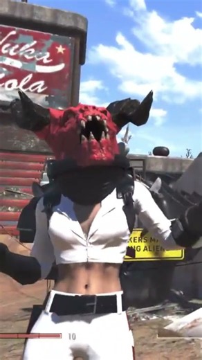 I Fink U Freeky Die Antwoord Deathclaw Girl Dancing w/ Red Deathclaw Mask & Nuka Cola Girl outfit