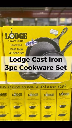 The Best Sam’s Club : Finds, Deals, Tips & Tricks! on Instagram: "🍳Worth it? Tell me in the comments! Lodge Cast Iron 3-Piece Cookware Set $49.98 *Includes 8” Skillet, 10.5” Griddle, 13.25” Skillet (buying these individually would cost over $89 at Target!) *Use them at home in the oven, on the stove, on the grill or over the campfire Available for pickup, linked in bio: @samsclubmembers #samsclub"