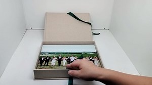 Custom Wedding Photo Storage | memory box with Print Window Cover | Handmade Linen large keepsake box with Lid