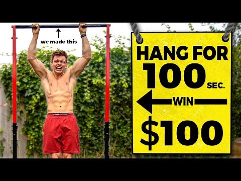 Hang For 100 Seconds Win $100 Challenge (we build our own bar)