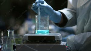 Close up of experiments being conducted in a chemistry lab Stock Video