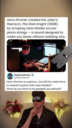 Hans Zimmer scraped razors on piano strings to compose the Joker’s theme in The Dark Knight (2008)