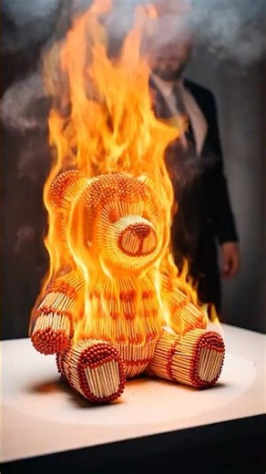 Teddy Bear Made of Matches DESTROYED by Fire #fire #shorts