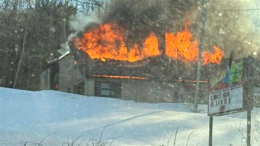Fire tears through Turner auto body shop; part of Route 4 shut down for hours