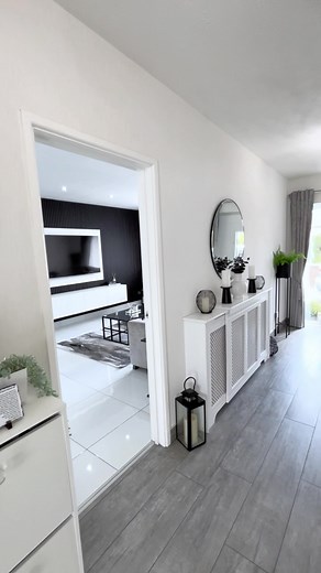 Hallway tour The hallway doesn’t look like this anymore. Everything’s been removed. It’s getting plastered today the old swirly ceiling is going. I’m so happy about this. We’ve done quite few ceilings in the house now only couple more and that’s the whole house done. Our hallway is huge but then goes into a darker narrower bit. I’ll probably just be doing it all white walls again to keep it bright as it is dark. Getting new light fittings and need the internal doors placed too. Just realised we 