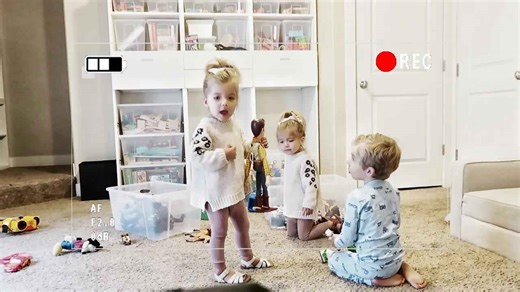 Hidden camera captures twins with a boy