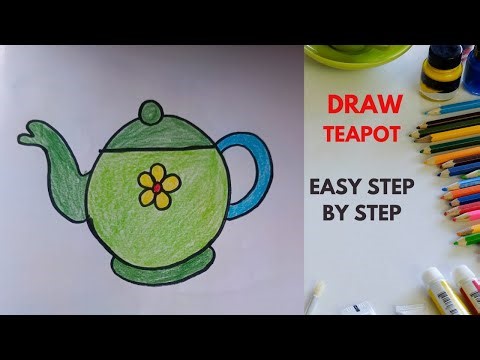 How to draw teapot easy step by step, easy drawing, kids drawing
