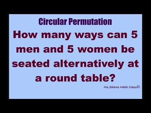 How many ways can 5 men and 5 women be seated alternatively at a round table. Circular permutation