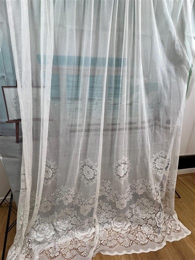 Vintage Milky White Lace Curtain | Floral Sheer Polyester Curtain Panel | Romantic Window Decor - Etsy