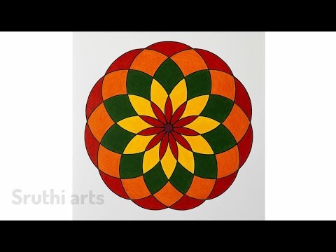 Easy Pookkalam Design | Easy Flower Rangoli Pattern for Onam