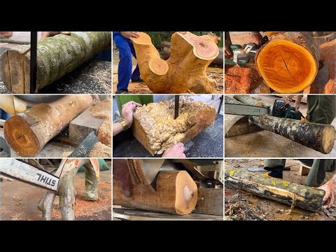 9 Scrap Tree Trunk Wood Projects // Beautiful Garden Furniture Made From Discarded Tree