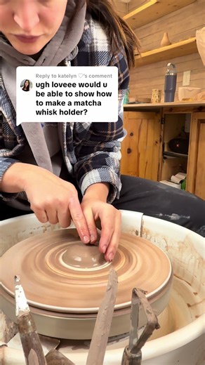 Replying to @katelyn ♡ another voice over tutorial of the matcha whisk holder. Check out my website to get your matcha set! #pottery #matchatok #matcha #matchaset #potteryvids