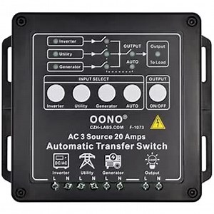 Manual and Automatic Transfer Switch, 3 Input 1 Output, AC230V 20Amp, ATS Auto Transfer Switch. OONO F-1073 (AC230V)