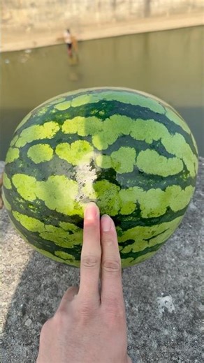 🍉💥Experimental test: Will a watermelon explode if it is dropped into water from a height?#shorts