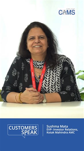 Watch Sushma Mata, EVP, Investor Relations, Kotak Mahindra AMC, reflect on her long-standing association with CAMS and how dependable support and consistent client service helped ensure business continuity through a challenging phase. #ClientTestimonials #ClientServicing #PartneringForGrowth #CustomerSpeak #Testimonial | Computer Age Management Services Limited