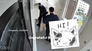 Ungrateful auntie shouting at her neighbour help after a fall, need to call Police to settle. Credit: MoMoInTheBLK/NextDoor | Singapore Incidents